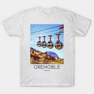 A Pop Art Travel Print of Grenoble - France T-Shirt